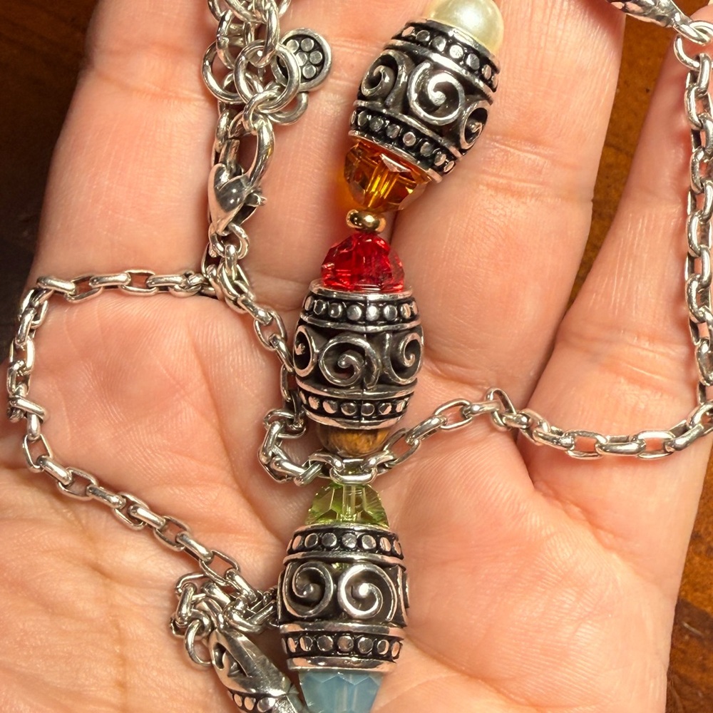 Brighton Multicolor Beaded Silver Set Necklace An… - image 2